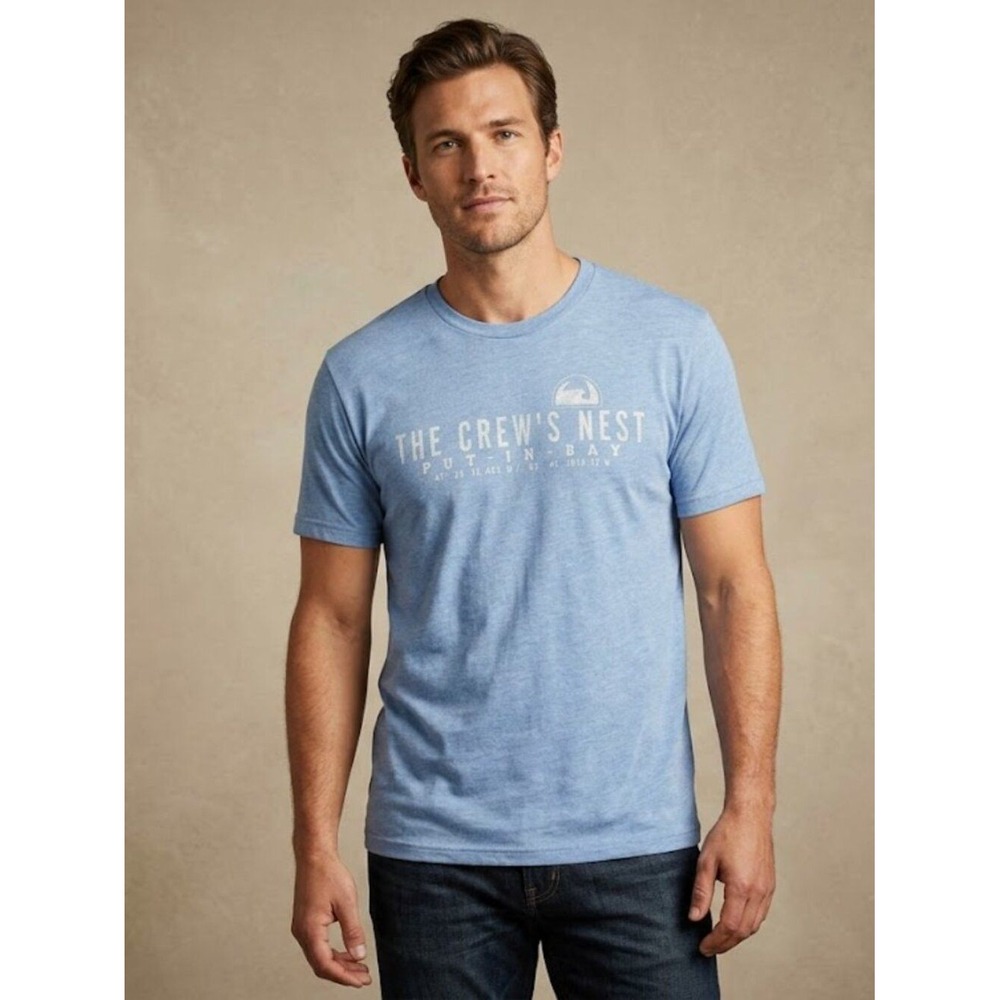 Gear For Sports Mens The Crews Nest Put-in-Bay Graphic T-Shirt Heather Blue NWT